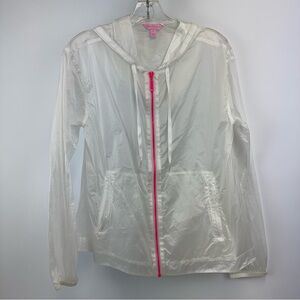 Lily Pulitzer White Hot Pink Lightweight‎ Windbreaker Jacket Size Small